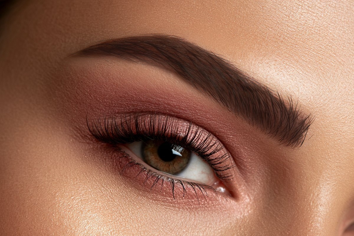 Model eyebrow with a full ombre nano shading look