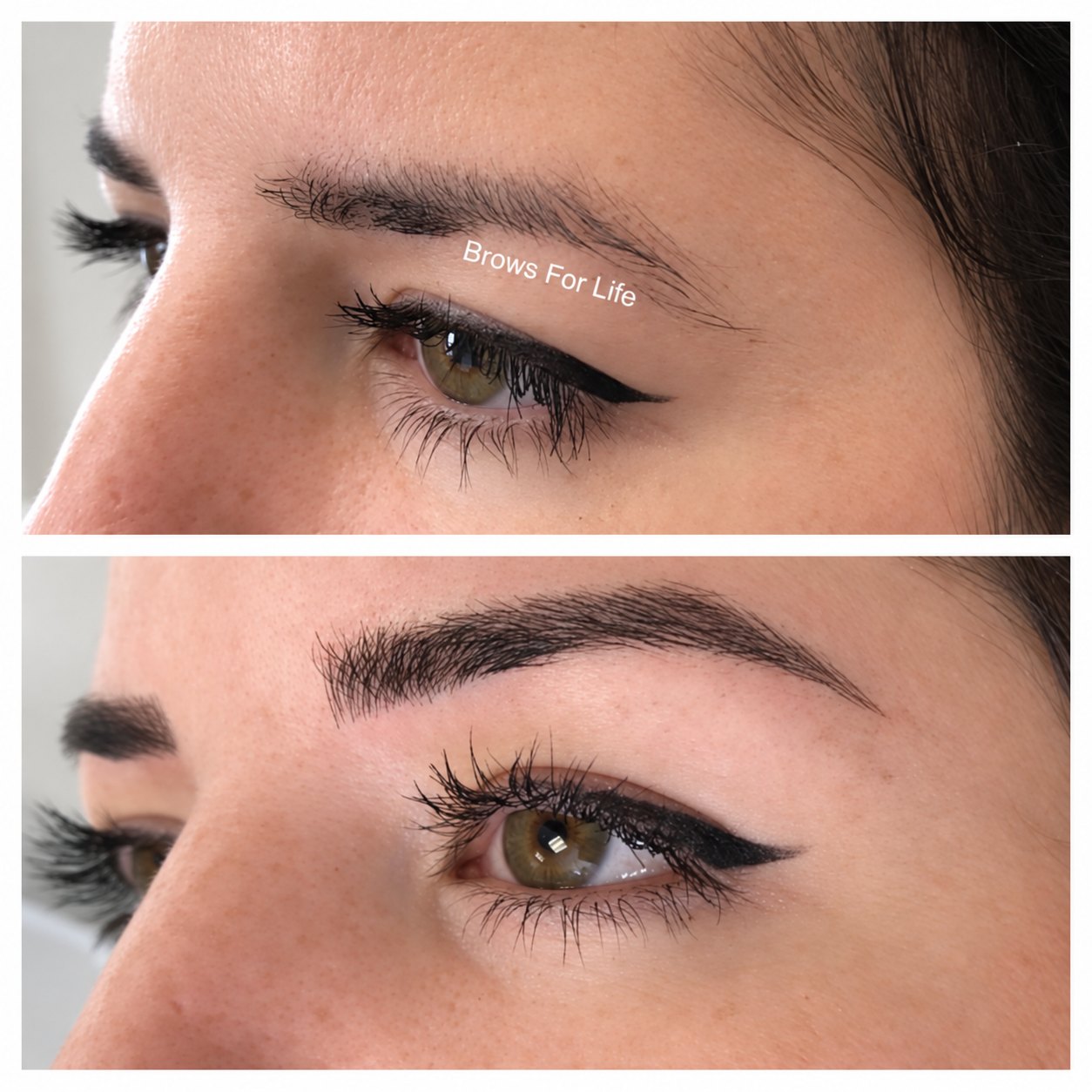 Microblading before (top) and after (bottom) on a Brows For Life client, photo 01